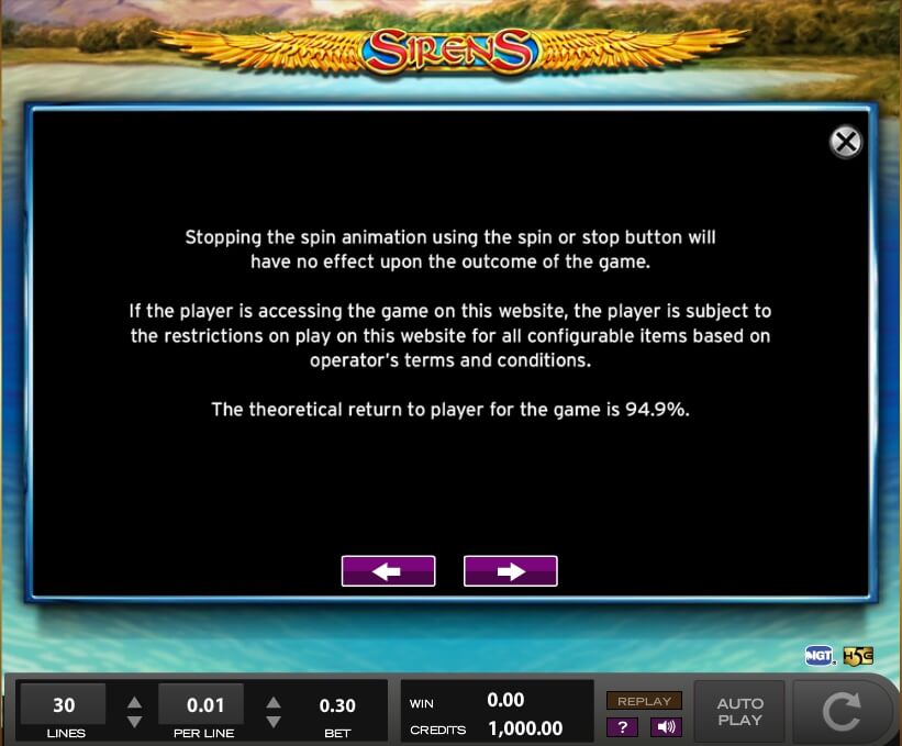 sirens slot slot machine detail image 10