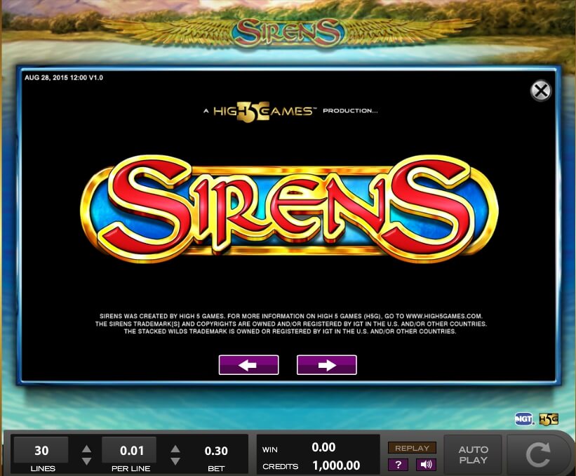 sirens slot slot machine detail image 12