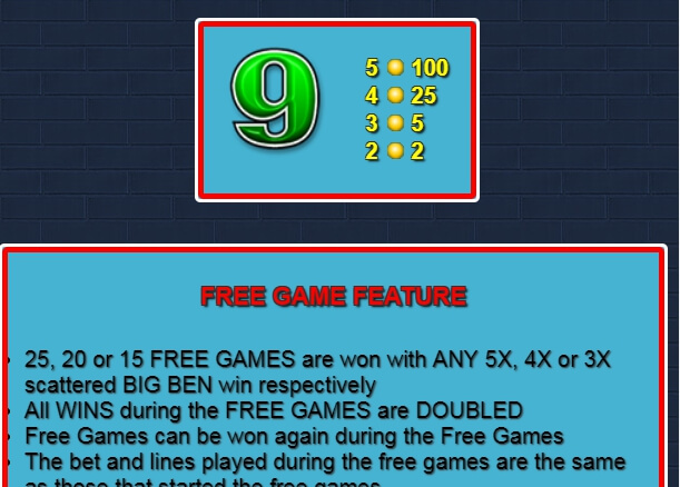 big ben slot machine detail image 3