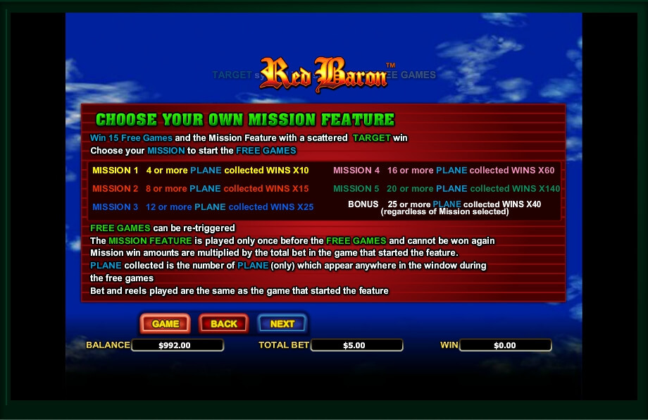 red baron slot machine detail image 1