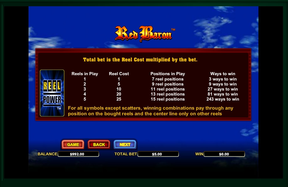 red baron slot machine detail image 5