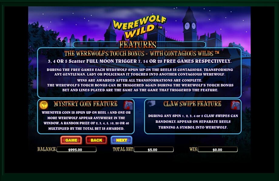 werewolf wild slot machine detail image 0