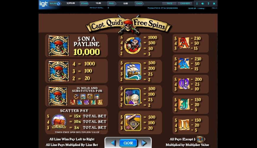 capt quids treasure quest slot slot machine detail image 1