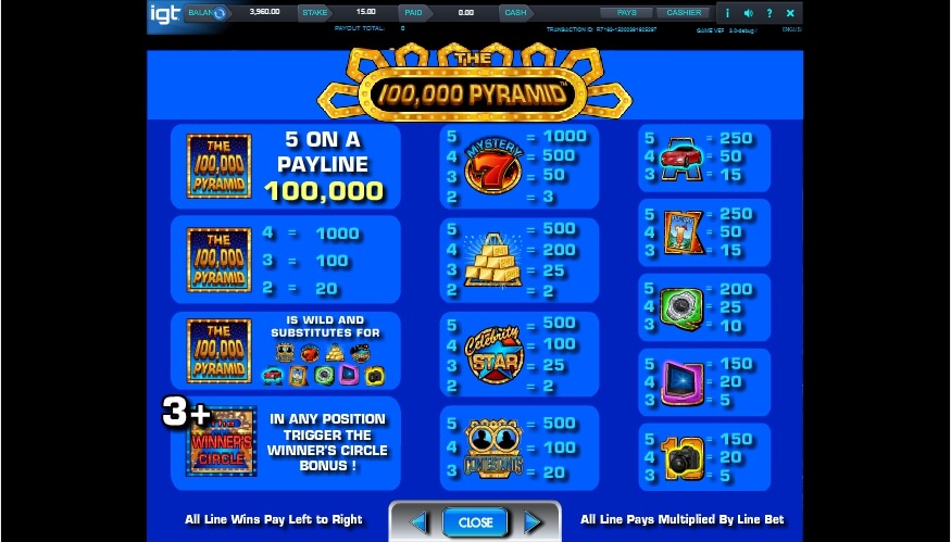 the 100,000 pyramid slot slot machine detail image 0