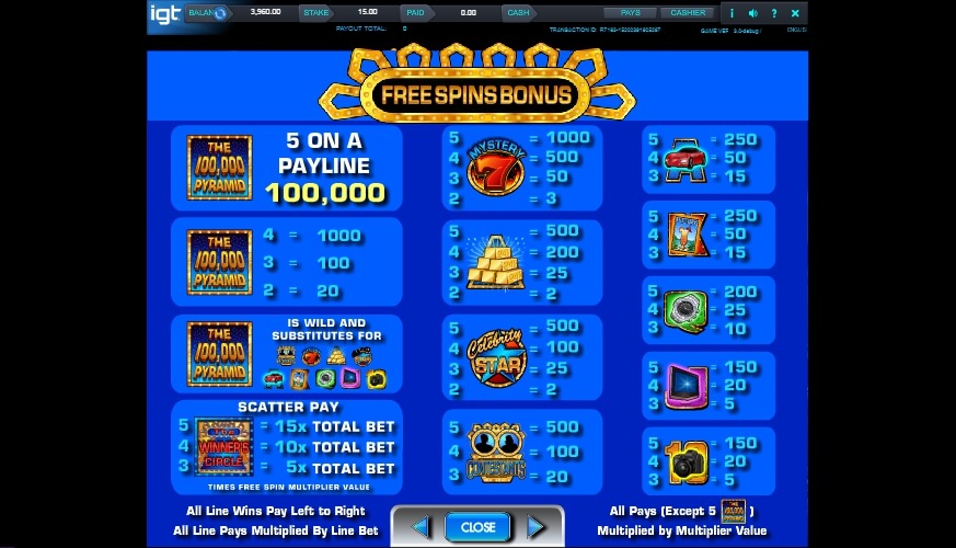 the 100,000 pyramid slot slot machine detail image 1