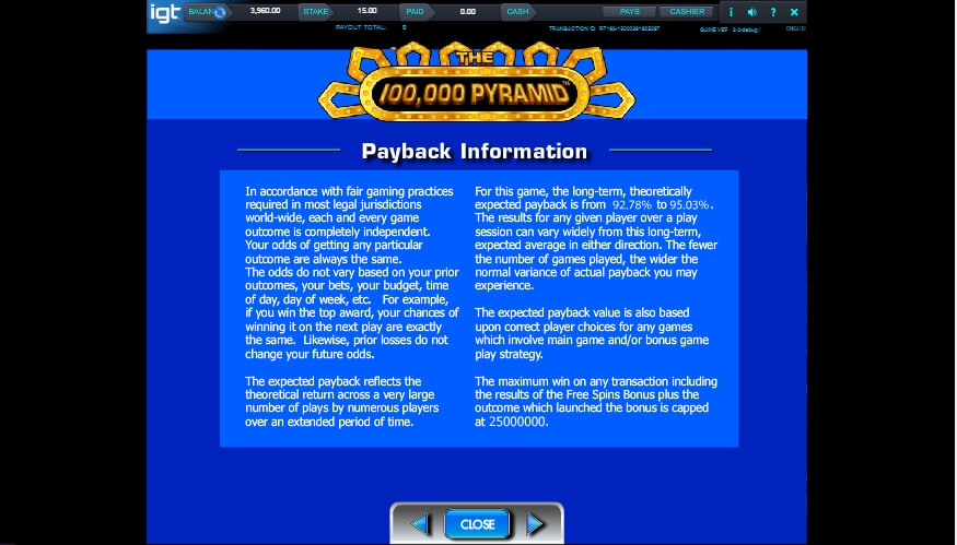 the 100,000 pyramid slot slot machine detail image 2