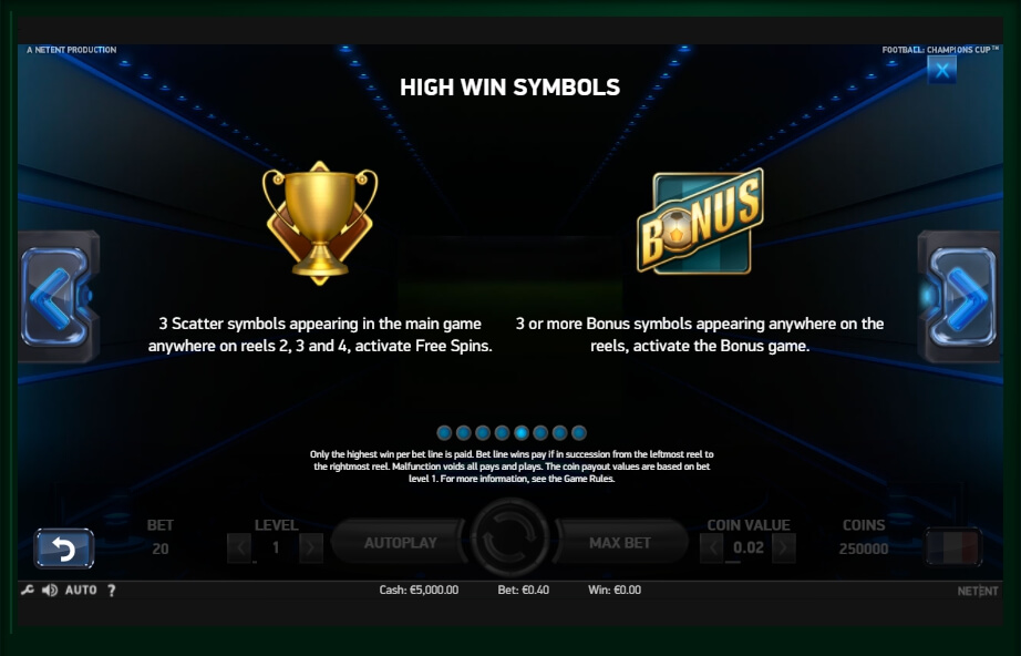 football: champions cup slot machine detail image 6