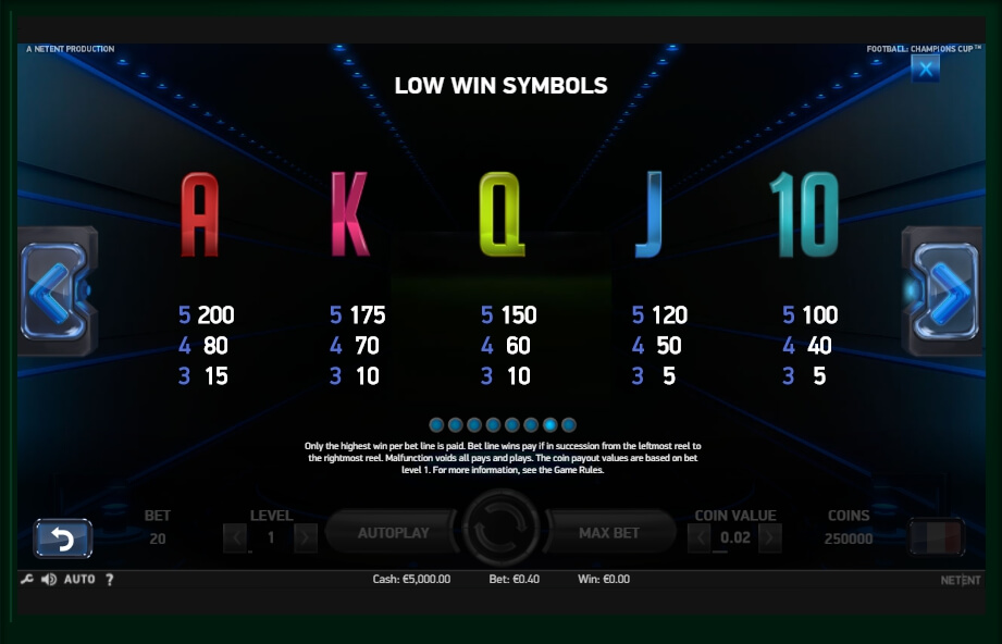 football: champions cup slot machine detail image 7