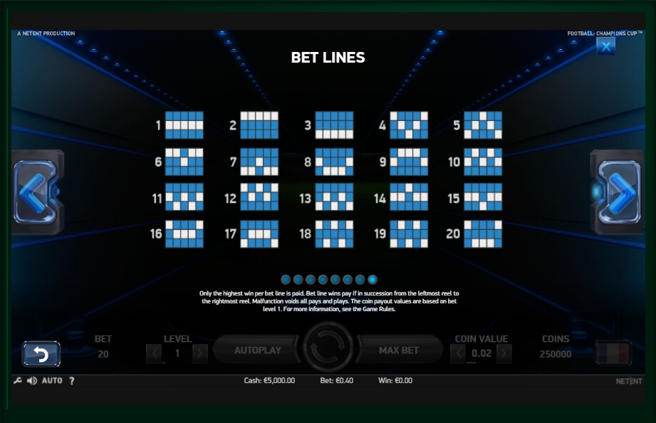 football: champions cup slot machine detail image 5