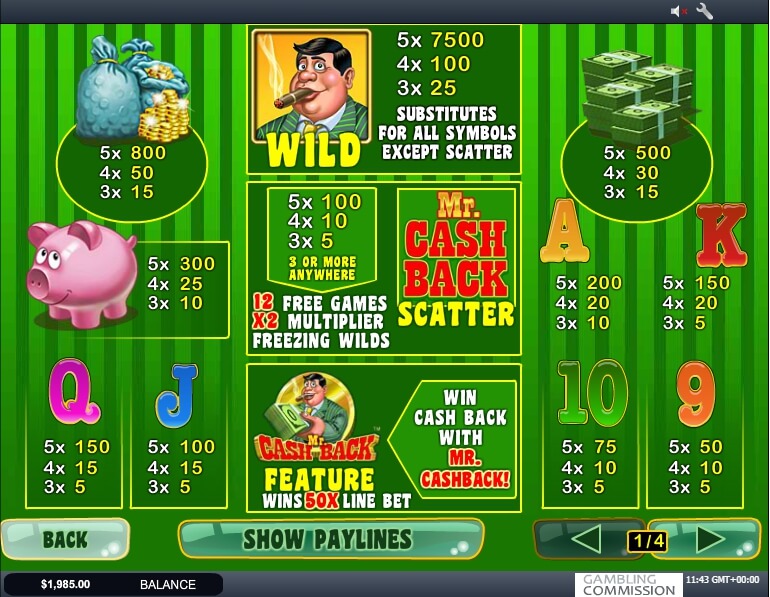 mr. cashback slot slot machine detail image 0