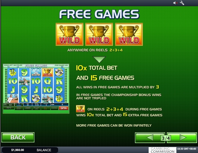 tennis stars slot machine detail image 1